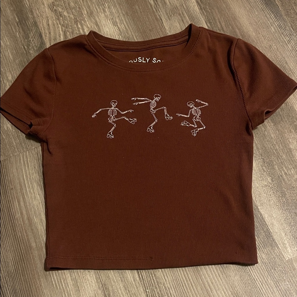 Brown BabyTee with Skeleton Print
